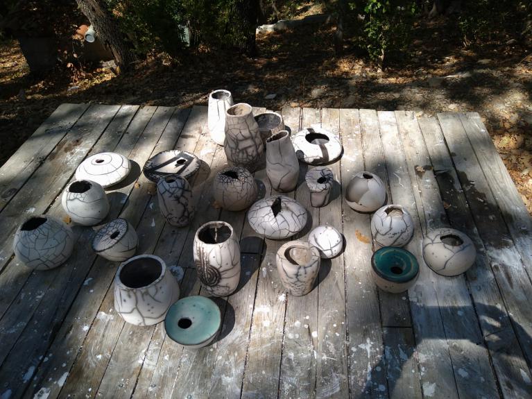 Pièces raku, réalisées lors du stage raku